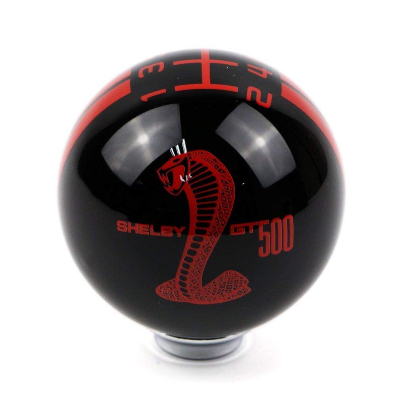 Dreamseek for Ford Mustang Car Gear Shift Knob 5 Speed Cobra Logo Manual Handle Ball (Black & Red) - Image 5